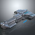 Futuristic Science Fiction Spaceship 3D Render With Metallic Hull And Blue Glowing Details
