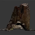 Isolated Rocky Terrain with Layered Texture Eroded Surface and Sparse Base Vegetation