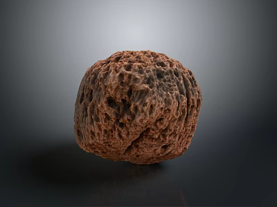 Natural Stone Wood Decorative Object With Porous Texture And Brown Rough Surface 3d model
