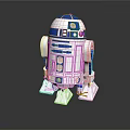 R2 D2 Robot Character With Blue White Design Silver Accents And Shiny Surface