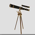 Vintage Decorative Telescope With Brass Tripod Stand And Classic Black Barrel Design