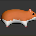 Orange and white hamster model 3D rendered with smooth surface standing on black background