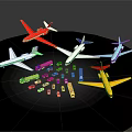 Colorful Toy Planes And Cars On Black Round Table Furniture