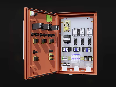 Industrial Control Cabinet With Internal Electronic Components Switches And Circuit Boards 3d model