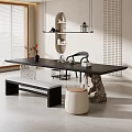 -Ji Feng Big Board Table Tea Table and Chair Combination Tea Table Tea Table Tea Room Tea Table 3d model