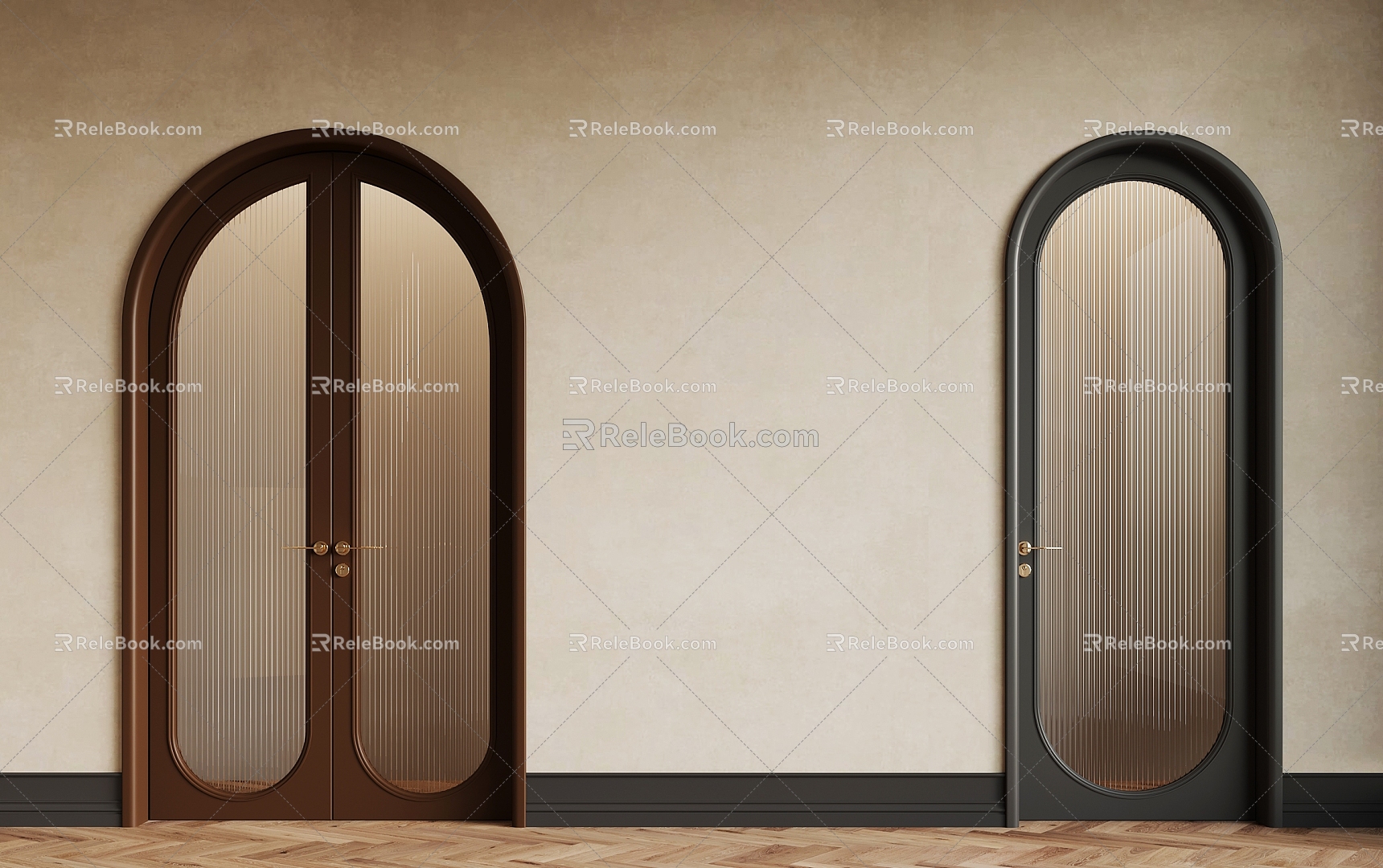 French Middle Style Door Single Door Interior Door Double Door Arched Door 3d model