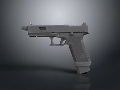 Modern Gray Pistol 3D Model With Green Dot Sight And Ergonomic Grip 3d model