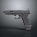 Modern Gray Pistol 3D Model With Green Dot Sight And Ergonomic Grip