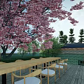 Scenic Boutique Villa With Swimming Pool Cherry Blossom Tree Wooden Structure And Stone Walls