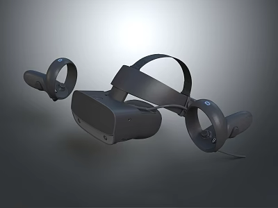 Sleek VR Headset With Dual Controllers Premium Electronic Device For Virtual Reality 3d model