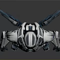 Futuristic Armored Mechanical Character With Silver Blue Armor And Back Thrusters