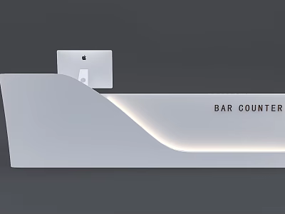 Modern Bar Counter Design With Curved White Surface And Built In Lighting 3d model