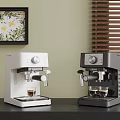 White And Gray Espresso Coffee Machines On Kitchen Counter With Wall Art