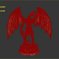 Glowing Green Dragon Statue With Wings Weapon And Flame Base Design