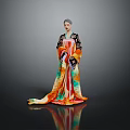 Elegant Female Character In Traditional Colorful Robe With Phoenix Pattern And Flowing Skirt Design