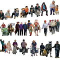 Groups Of People In Various Daily Life Scenes