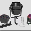 Modern Furniture Decorative Pieces With Black Metal And Colorful Geometric Lighting Accents
