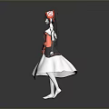 Anime Character Figure With Long Black Hair Red Hair Accessory White Dress And Orange Bow