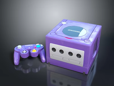Purple Nintendo Game Console With Retro Controller And Classic Gaming Design 3d model