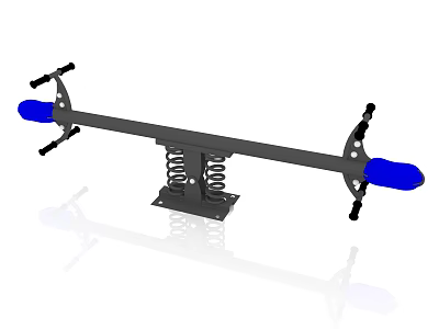 Outdoor Seesaw Playground Equipment With Blue Seats Spring Support Metal Frame Handles 3d model