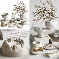 Minimalist Decorative Ornament Set With Ceramic Vases Candle Holders And Bowls For Home Tabletop