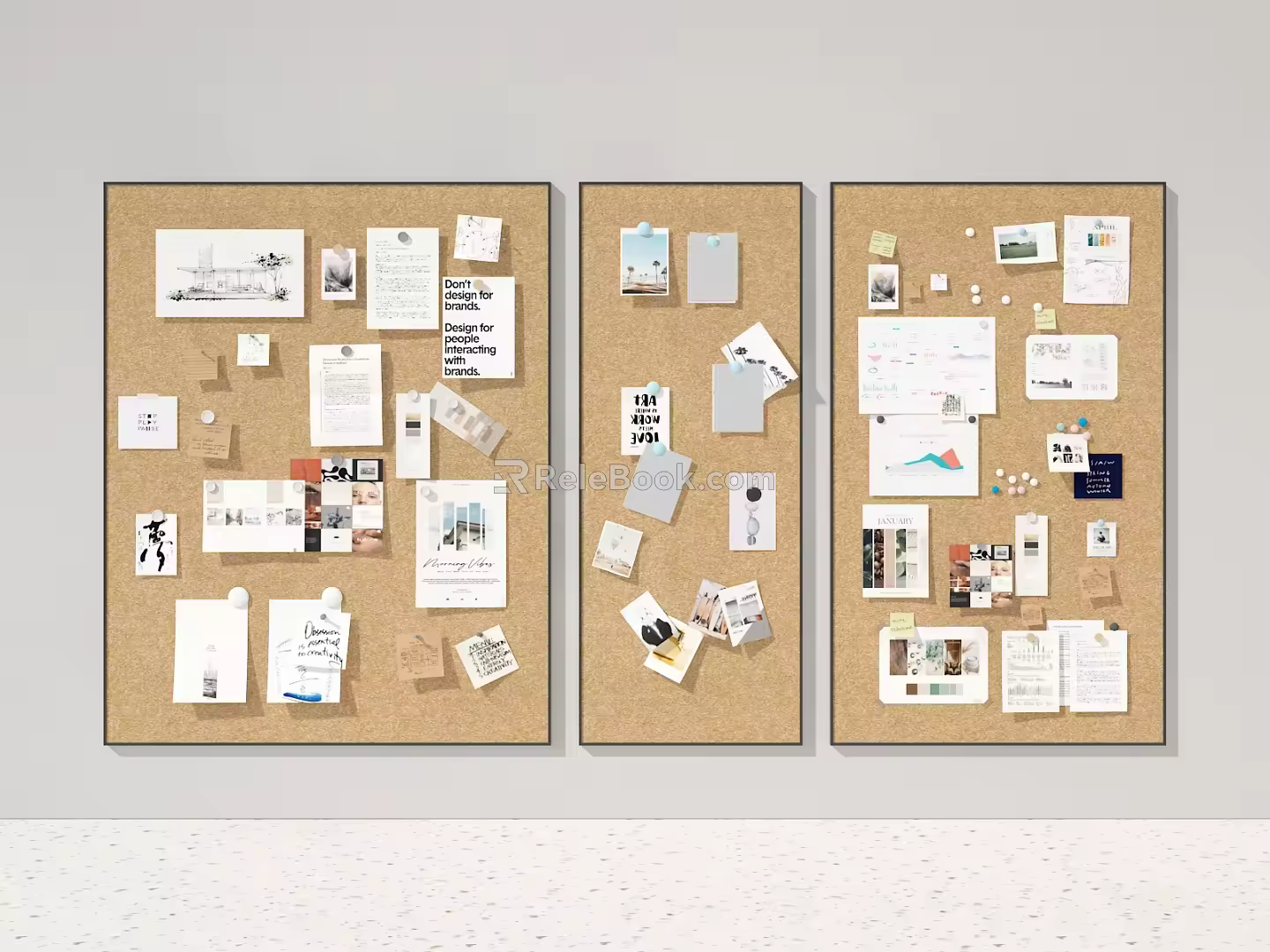Modern Notes Wall Notes Post-it Notes Wall Notes Board Post-it Notes 3d model