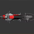 Red And Silver Modern Sport Motorcycle With Black Seat Side View Studio Setting