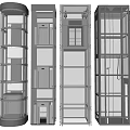 Modern Elevators Featuring Glass Panels And Metal Frame Structures In Various Styles 3d model