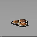 Three Delicious Baked Puff Pastry Tarts Displayed On White Plates Over Dark Tray