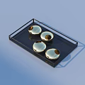 Modern Minimalist Household Items Black Tray With Four Golden Round Containers