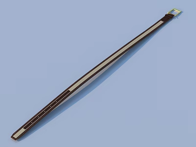 Brown Leather Strap With White Stripes And Metal Ends For Daily Household Use 3d model