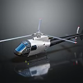 Modern Helicopter Design With White Body Black Rotors And Reflective Surface Background