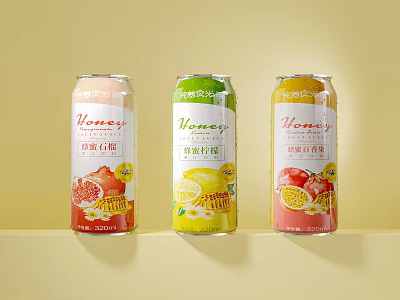 Honeay Canned Beverages With Various Fruit Flavors 3d model