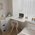 Bright Kids Room With Study Desk Laptop Curved Chair Bed And Minion Toys