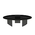 Round Black Coffee Table With Modern Metal Base And Sleek Contemporary Design 3d model