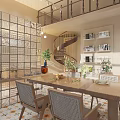 Spacious Specialty Store Interior With Spiral Staircase Green Plants And Displays