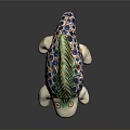 Colorful Ceramic Fish Figurine With Blue Green Spots For Home Decoration
