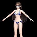 Anime Style Game Movie Character 3D Model in School Uniform and Bikini