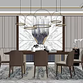 Modern Dining Table and Chair Combination 3d model