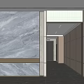 Modern Minimalist Elevator Corridor With Marble Wall And Stone Floor