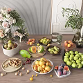 Assorted Fresh Fruits Display On Wooden Table With Papaya Pomegranate Oranges Apples Figs And Nuts