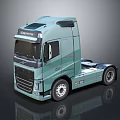 Volvo Teal Truck Cab Modern Sleek Design With Reflective Surface