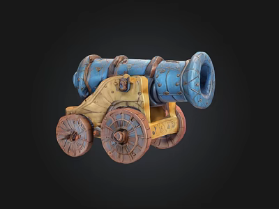 Cartoon toy cannon battery 3d model