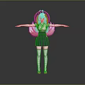 3D Render Pink Haired Anime Female Character With Golden Headdress And Mythical Creature Features