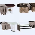 Modern stool bench combination 3d model