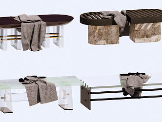 Modern stool bench combination 3d model