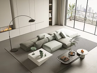 Modern Sofa Coffee Table Combination Sofa Coffee Table Seat Ornaments 3d model