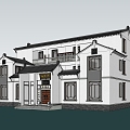 New Chinese Style Villa Villa 3d model