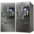 Sleek Modern Fridge Freezers With Smart Screens Stainless Steel Finish And Double Door Design