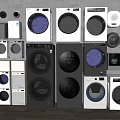 Various Modern Washing Machines in Different Colors and Styles on 3d model